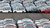 Honda vehicles are lined up at a storage yard at an industrial port on the day U.S. President Donald Trump struck a trade deal with Japan that lowers tariffs on auto imports, in Yokohama, Japan, on July 23. [REUTERS/YONHAP]
