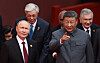 Russian President Vladimir Putin, front left, and Chinese President Xi Jinping, front right, attend a military parade marking the 80th anniversary of the end of World War II in Beijing on Sept. 3. [EPA/YONHAP]