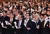 Acting President Choi Sang-mok and attendees of a ceremony marking the 106th anniversary of the March 1 Independence Movement hold Korean flags in central Seoul on March 1. [JOINT PRESS CORPS]