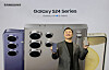 Roh Tae-moon, head of Samsung Electronics' mobile business, poses for a photo with the new Galaxy S24 series at Galaxy Unpacked 2024 in San Jose, California on Wednesday, local time. [SAMSUNG ELECTRONICS]