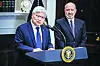 TSMC CEO C. C. Wei speaks alongside Commerce Secretary Howard Lutnick after U.S. President Donald Trump announced a $100 billion U.S. investment by the chip company in the Roosevelt Room of the White House in Washington on March 3. [EPA/YONHAP]