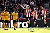 Brentford's Nathan Collins, third from right, celebrates during the Premier League match against Wolverhampton Wanderers at Gtech Community Stadium in London on Saturday. [REUTERS/YONHAP]