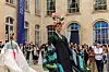 A fashion show for hanbok, or Korean traditional dress, is held inside the Korea House, the Korean cultural center in Paris, on Aug. 1. [MINISTRY OF CULTURE, SPORTS AND TOURISM]