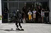 The Booster T1 robot plays soccer at the first International Humanoid Olympiad at the Olympic Academy, in ancient Olympia, Greece, on Sept. 1. [AP/YONHAP]