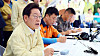 President Lee Jae Myung speaks during an emergency meeting on rainfall damage at a community center in Sancheong, South Gyeongsang, on July 21. [JOINT PRESS CORPS]