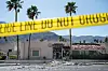 A police line is pictured outside a damaged American Reproductive Centers fertility clinic after a bomb blast outside the building in Palm Springs, California, on May 17. A bomb blast outside a California fertility clinic killed one person Saturday in what the U.S. attorney general called an ″unforgivable″ attack. The blast ripped through downtown Palm Springs, badly damaging the clinic and blowing out the windows and doors of other nearby buildings. [AFP/YONHAP]