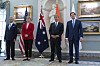 U.S. Secretary of State Marco Rubio, right, accompanied from left Indian External Affairs Minister Subrahmanyam Jaishankar, Australian Foreign Minister Penny Wong and Japanese Foreign Minister Iwaya Takeshi, stands for a group photo during the Indo-Pacific Quad meeting at the State Department in Washington on July 1. [AP/YONHAP]