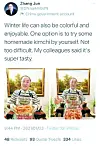 Zhang Jun, Chinese ambassador to the United Nations, uploaded a photo of him holding up kimchi on his twitter account, which was named as China government account. [SEO KYOUNG-DUK]