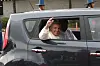 Pope Francis waves riding a Kia Soul, when he visIted Korea in 2014. [JOONGANG ILBO]