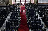President Lee Jae-myung and first lady Kim Hye-kyung enter the central hall of the National Assembly in western Seoul on June 4. [NEWS1]