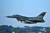 A U.S. Forces Korea F-16 fighter jet carrying U.S. Joint Chiefs of Staff Chairman John Daniel Caine takes off from Osan Air Base in Pyeongtaek, Gyeonggi on Nov. 3, 2025. [NEWS1]
