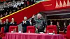 North Korean leader Kim Jong-un congratulates and encourages participants of the Oct. 12 event celebrating the 80th anniversary of the founding of the Workers' Party of Korea. [YONHAP]