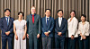 Trevor Mundel, third from left, president of Global Health at the Gates Foundation; Chey Chang-won, fourth from left, vice chairman of SK discovery; and Ahn Jae-yong, fifth from left, CEO of SK bioscience, pose with other officials after a meeting on global health projects in Seoul. [SK BIOSCIENCE]
