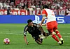 Bayern Munich's Kim Min-jae, right, fouls Real Madrid's Rodrygo to concede a penalty during the match at Allianz Arena on Tuesday. [REUTERS/YONHAP]