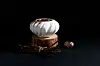 Crystal Vanilla, a smoked-vanilla cake with cacao nibs and an Oabika glaze for a smoky, subtly sweet finish [FOUR SEASONS HOTEL SEOUL]
