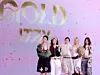 Girl group ITZY poses for photos during a press conference held on Oct. 15 in western Seoul. [JYP ENTERTAINMENT]