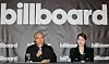 Billboard President Mike Van, left, and Billboard Korea publisher and CEO Yuna Kim answer questions from reporters during a press conference held on April 15 in southern Seoul prior to the launch of Billboard Korea in June. [YONHAP]