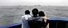 Family members of missing passengers who were on the Korean Sewol ferry, which has sunk, look at the site of the accident in the sea off Jindo, South Jeolla on April 17, 2014. [REUTERS/YONHAP]