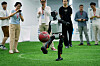 A K1 robot from Booster Robotics operates before leaving for the Brazil Robocup at a precompetition exploration camp in Beijing on July 9. [AP/YONHAP]