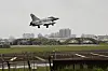 A Taiwan Air Force Mirage 2000 fighter jet approaches Hsinchu Airbase for landing, in Hsinchu, Taiwan, on April 1. The Chinese People's Liberation Army conducted joint exercises around Taiwan, simulating air and land strikes as a warning to Taiwan's independence advocates, which Beijing views as a threat to national sovereignty. [EPA/YONHAP]