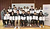 Choi Ji-young, executive editor of the Korea JoongAng Daily, far left, and winners of the Korea JoongAng Daily's first Photo Essay Contest pose for a photo holding their awards at the Korea JoongAng Daily office in Mapo District, western Seoul, on Saturday. [PARK SANG-MOON]
