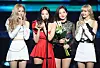 Girl group Blackpink accepts the Best Producer of the Year award on behalf of Teddy during the eighth Gaon Chart Music Awards on Jan. 23, 2019, in southern Seoul. [NEWS1]