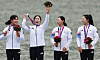 Korea takes silver in the four-person women's kayak 500-meter final at the 19th Asian Games in Hangzhou, China on Tuesday. [XINHUA]