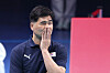 Former Korean men's volleyball national team head coach Im Do-heon reacts during a Hangzhou Asian Games game against Pakistan at Shaoxing China Textile City Sports Centre Stadium in Shaoxing, China on Sept. 22. [NEWS1]
