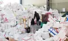 Massive piles of Styrofoam boxes at a recycling center in Gyeonggi on Wednesday. Every year, piles of boxes, whether cardboard or Styrofoam, are poured out after the Lunar New Year and the Chuseok harvest festival as gifts of mostly food, such as meats and fruits, are exchanged. [YONHAP]