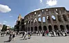 Tourists wait in a queue to enter the Colosseum in Rome, Italy, Aug. 6, 2021. [AP/YONHAP]