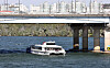 A Hangang Bus ferry is seen along the Han River in Seoul on Nov. 2. The service resumed after a month-long check-up ended the previous day. [YONHAP]
