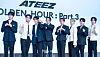 Boy band Ateez poses for photos during a news conference for the release of its 12th EP, “Golden Hour: Part.3,” at Hotel Naru Seoul MGallery Ambassador in western Seoul. [DANIELA GONZALEZ PEREZ]