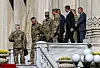 Members of the Ukrainian delegation walk after a meeting at Ciragan Palace on the day of the second round of peace talks between Russia and Ukraine in Istanbul, Turkey, June 2. [REUTERS/YONHAP]