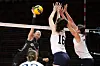 Kang So-hwi, left, attacks during a women's volleyball qualifier of the Paris Olympics bewteen Korea and United States in Lodz, Poland on Wednesday. [EPA/YONHAP]