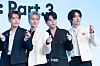 Boy band Ateez poses for photos during a news conference for the release of its 12th EP, “Golden Hour: Part.3,” at Hotel Naru Seoul MGallery Ambassador in western Seoul. [DANIELA GONZALEZ PEREZ]