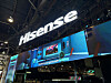Chinese multinational home appliance and electronics maker Hisense's booth is set up at CES 2025 in Las Vegas in January. [YONHAP]