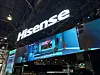 Chinese multinational home appliance and electronics maker Hisense's booth is set up at CES 2025 in Las Vegas in January. [YONHAP]