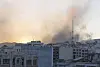 Smoke rises over the Iranian capital of Tehran after an Israeli air strike, Wednesday, June 18. [AP/YONHAP]