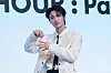 Ateez’s Seonghwa poses for photos during a news conference for the release of its 12th EP, “Golden Hour: Part.3,” at Hotel Naru Seoul MGallery Ambassador in western Seoul. [DANIELA GONZALEZ PEREZ]