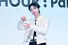 Ateez’s Seonghwa poses for photos during a news conference for the release of its 12th EP, “Golden Hour: Part.3,” at Hotel Naru Seoul MGallery Ambassador in western Seoul. [DANIELA GONZALEZ PEREZ]