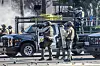 Los Angeles Sheriff Department officers arrive to help after the U.S. Border Patrol and protesters clash after a raid was conducted by Immigration and Customs Enforcement near a Home Depot in Paramount, California on June 7. [AFP/YONHAP]