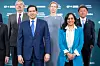 U.S. Secretary of State Marco Rubio, left, and Foreign Affairs Minister Anita Anand stand in the foreground ahead of a family photo during the G7 Foreign Ministers' Meeting in Niagara-on-the-Lake, Canada on Nov. 12. [AP/YONHAP]