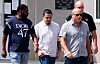 Kilmar Abrego Garcia, center, walks after he has been released from the Putnam County Jail in Cookeville, Tennessee on Aug. 22. [REUTERS/YONHAP]