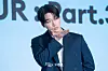 Ateez’s San poses for photos during a news conference for the release of its 12th EP, “Golden Hour: Part.3,” at Hotel Naru Seoul MGallery Ambassador in western Seoul. [DANIELA GONZALEZ PEREZ]