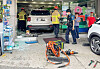 A vehicle crashed into a pharmacy in Bongdam-eup, Hwaseong, Gyeonggi, on Aug. 8, killing a pharmacist. [GYEONGGI-DO FIRE SERVICES]
