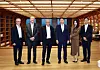 Bill Gates, third from left, chair of the Gates Foundation, and SK Group Chairman Chey Tae-won, third from right, pose for a photo at a meeting in Seoul on Aug. 21. [SK GROUP]