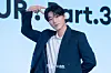Ateez’s San poses for photos during a news conference for the release of its 12th EP, “Golden Hour: Part.3,” at Hotel Naru Seoul MGallery Ambassador in western Seoul. [DANIELA GONZALEZ PEREZ]