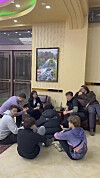 Tourist group gets briefing from North Korean host at Namsan Hotel in Rason, North Korea on Feb. 20. [KORYO TOURS]