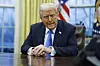 U.S. President Donald Trump speaks to the media in the Oval Office of the White House, as he meets with U.S. entrepreneur and U.S. special government employee Elon Musk, in Washington, DC, USA, on Feb. 11. [EPA/POOL]