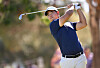 Tom Kim plays his shot from the eighth tee during the final round of the Shriners Children's Open at TPC Summerlin on Oct. 15, 2023 in Las Vegas, Nevada. [AFP/YONHAP]